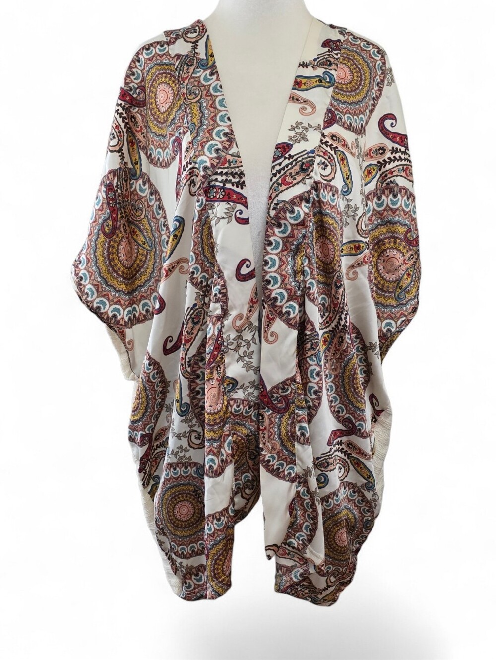 Umgee Pink Paisley Open-Front Kimono Shrug